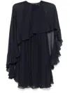 Chloé Mini Cape Dress In Silk Georgette In 蓝色