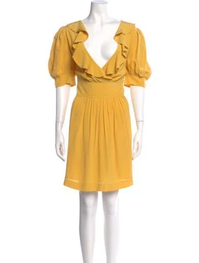 Pre-owned Chloé Silk Mini Dress In Yellow