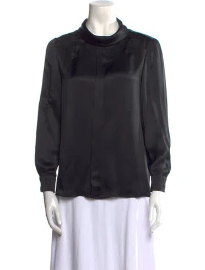 Pre-owned Chloé Silk Mock Neck Blouse In Black