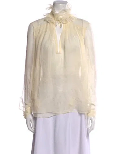 Pre-owned Chloé Silk Mock Neck Blouse In Neutral