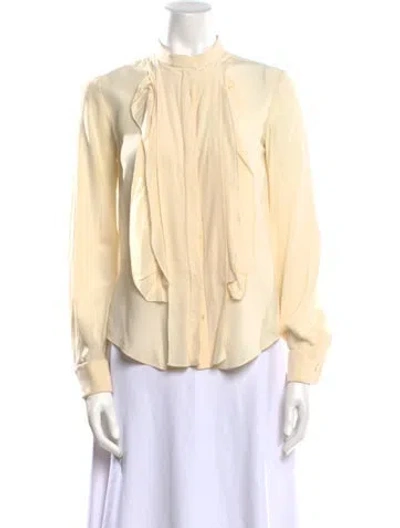 Pre-owned Chloé Silk Mock Neck Blouse In Neutral