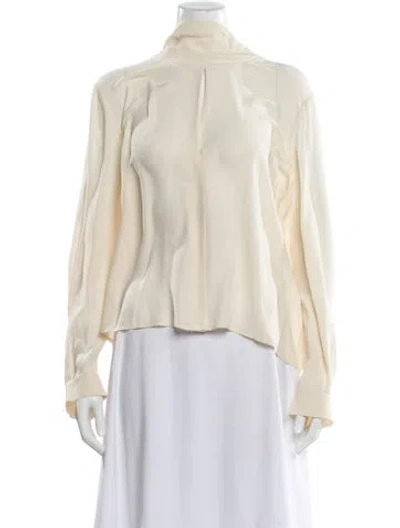 Pre-owned Chloé Silk Mock Neck Blouse In Neutral
