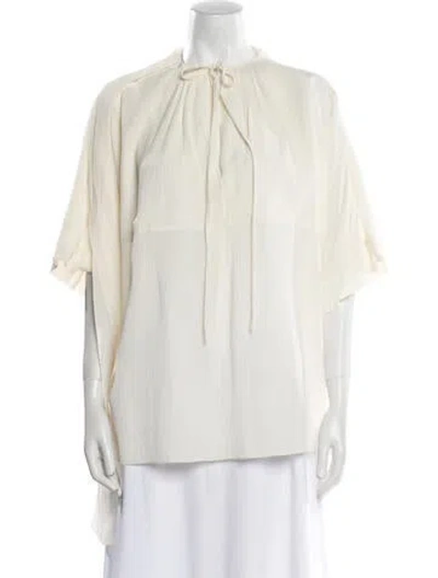 Pre-owned Chloé Silk Mock Neck Blouse W/ Tags In Neutral