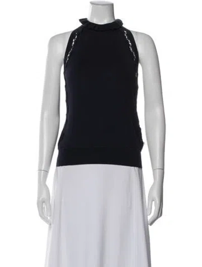 Pre-owned Chloé Silk Mock Neck Top In Blue