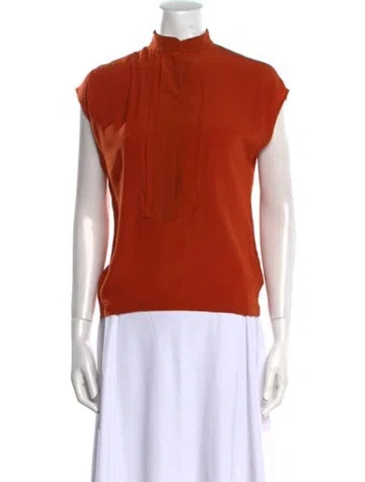 Pre-owned Chloé Silk Mock Neck Top In Orange