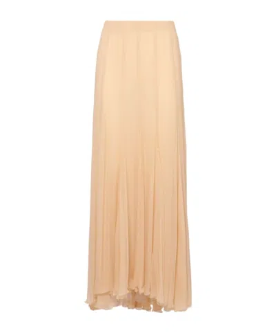 Chloé Silk Mousseline Long Skirt In Brown
