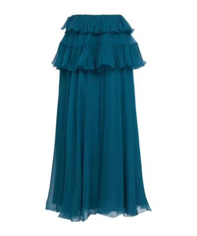 Chloé Silk Mousseline Maxi Skirt In Blue