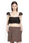 Chloé Silk Muslin And Lace Ruffled Crop Top In Black