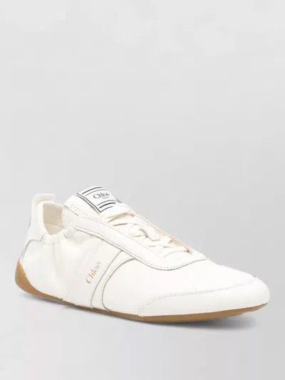 Chloé Silk Nylon Sneakers Elasticated Panels Round Toe In White