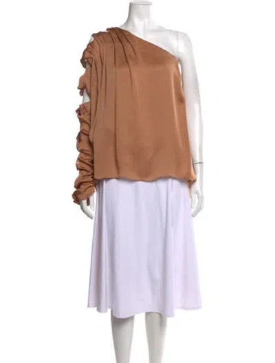 Pre-owned Chloé Silk One-shoulder Blouse In Neutrals