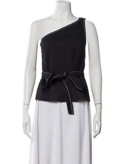 Pre-owned Chloé Silk One-shoulder Top In Blue