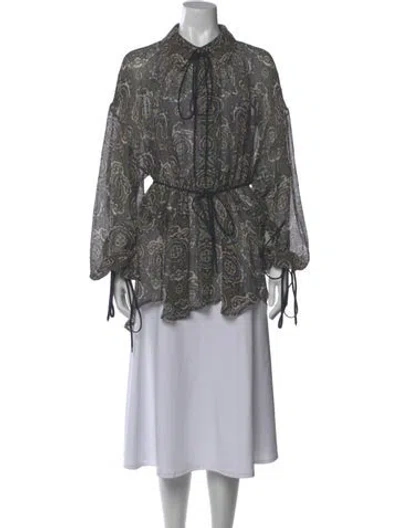 Pre-owned Chloé Silk Paisley Print Blouse In Blue