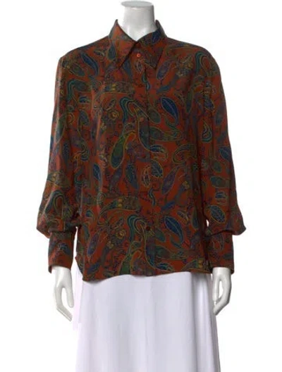 Pre-owned Chloé Silk Paisley Print Blouse In Brown