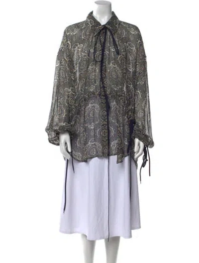 Pre-owned Chloé Silk Paisley Print Blouse In Green