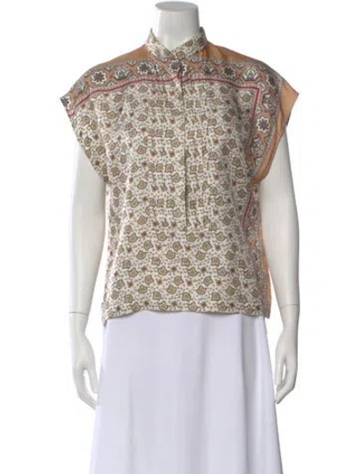 Pre-owned Chloé Silk Paisley Print Blouse In Neutral