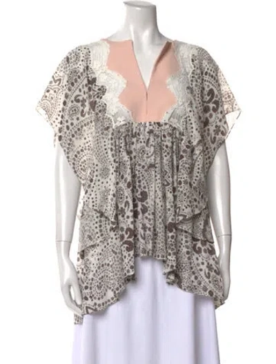 Pre-owned Chloé Silk Paisley Print Blouse In Neutral