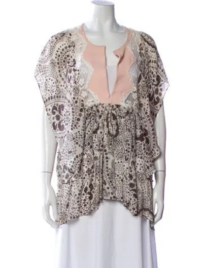 Pre-owned Chloé Silk Paisley Print Blouse In White