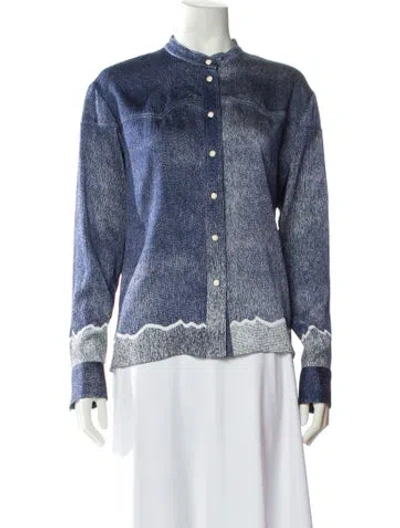 Pre-owned Chloé Silk Patterned Blouse In Blue