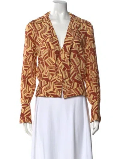Pre-owned Chloé Silk Patterned Blouse In Brown