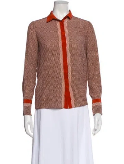 Pre-owned Chloé Silk Patterned Blouse In Gray