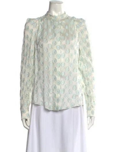 Pre-owned Chloé Silk Patterned Blouse In Green