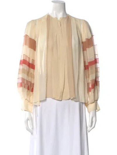 Pre-owned Chloé Silk Patterned Blouse In Neutral