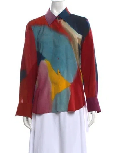 Pre-owned Chloé Silk Patterned Blouse In Red