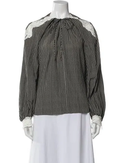 Pre-owned Chloé Silk Patterned Blouse In White