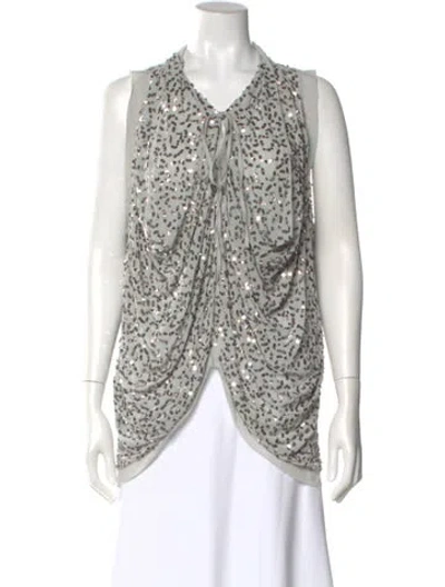 Pre-owned Chloé Silk Patterned Top In Gray