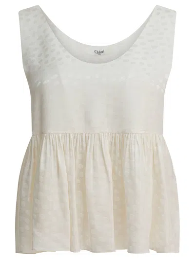 Chloé Silk Peplum Top In White