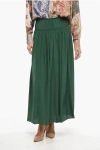 Chloé Silk Pleated Flared Maxi Skirt In Green