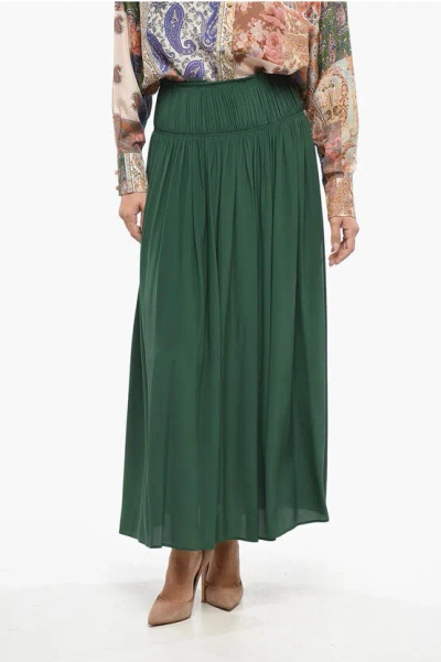 CHLOÉ SILK PLEATED FLARED MAXI SKIRT
