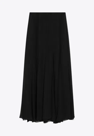 Chloé Silk Pleated Midi Dress In Black