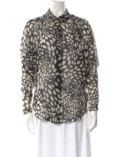 Pre-owned Chloé Silk Polka Dot Print Blouse In Black