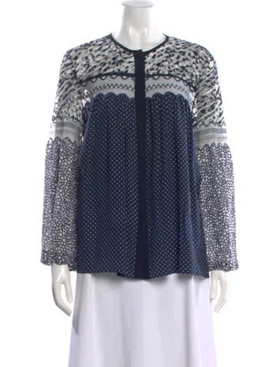 Pre-owned Chloé Silk Polka Dot Print Blouse In Blue