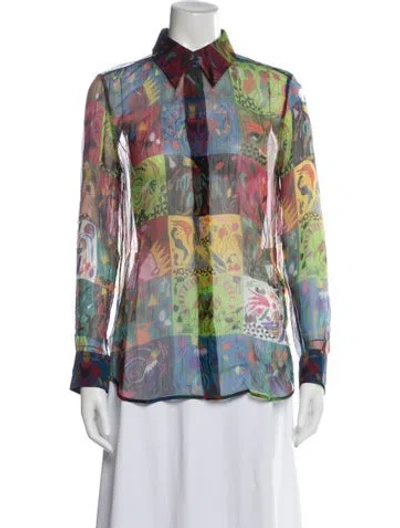 Pre-owned Chloé Silk Printed Blouse In Blue