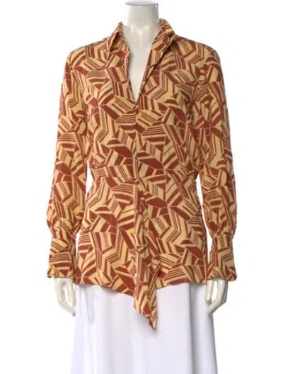 Pre-owned Chloé Silk Printed Blouse In Brown