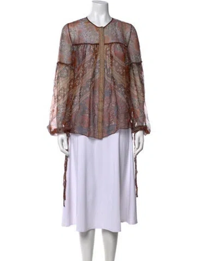 Pre-owned Chloé Silk Printed Blouse In Brown