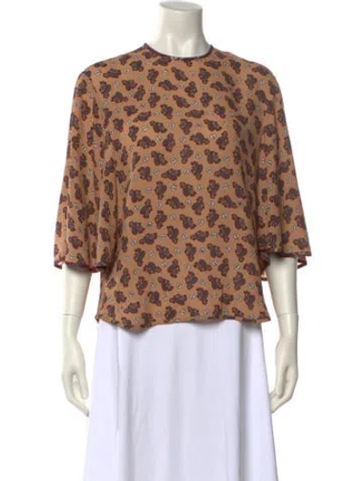 Pre-owned Chloé Silk Printed Blouse In Burgundy