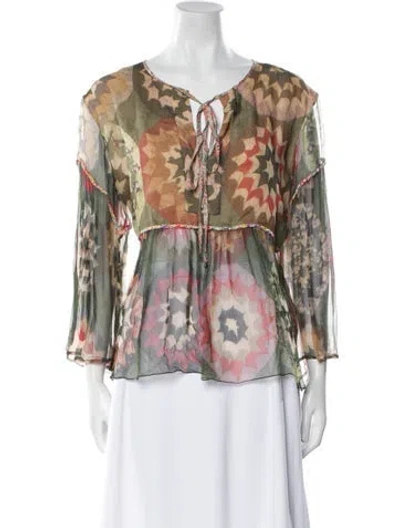 Pre-owned Chloé Silk Printed Blouse In Green