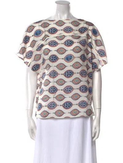 Pre-owned Chloé Silk Printed Blouse W/ Tags In White