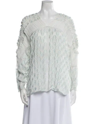 Pre-owned Chloé Silk Printed Blouse In White