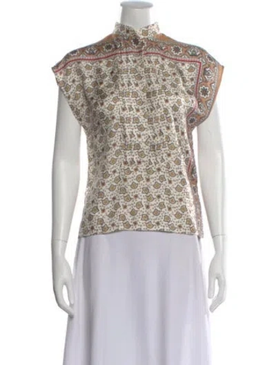 Pre-owned Chloé Silk Printed Blouse In White