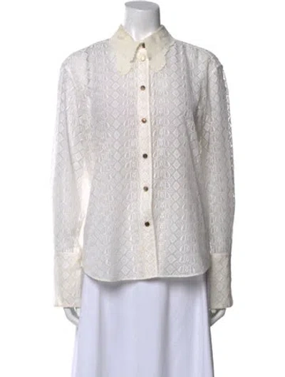 Pre-owned Chloé Silk Printed Button-up Top In Neutral