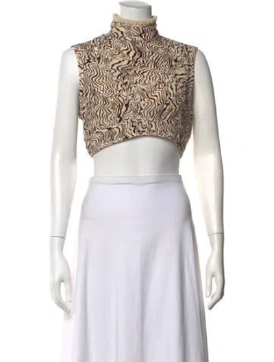 Pre-owned Chloé Silk Printed Crop Top In Multi