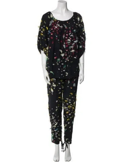 Pre-owned Chloé Silk Printed Pant Set In Black