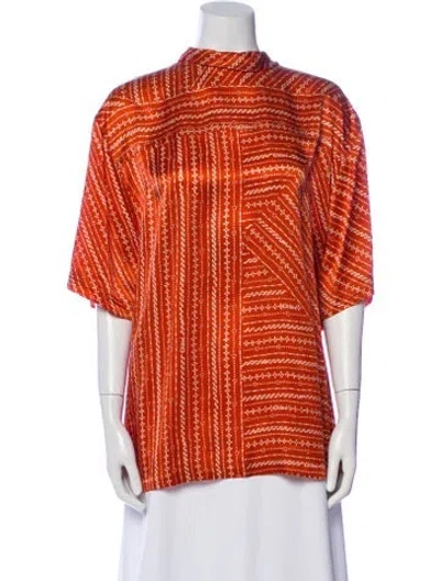 Pre-owned Chloé Silk Printed Tunic In Orange