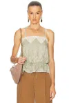 Chloé Women Silk Jacquard And Lace Drawstring Tank Top In Green