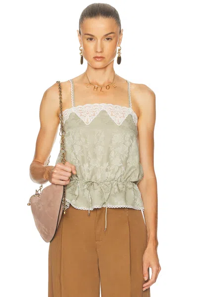 CHLOÉ SILK ROSES JACQUARD TOP