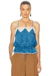 Chloé Lace-trimmed Silk-jacquard Camisole In Blue